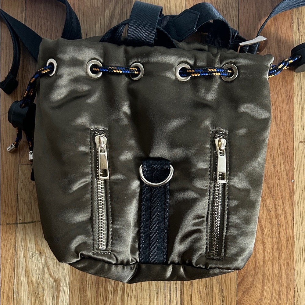 ZARA Mini Nylon Drawstring Backpack Purse